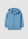 Blue pure cotton hoodie for boys in regular fit with zip_0