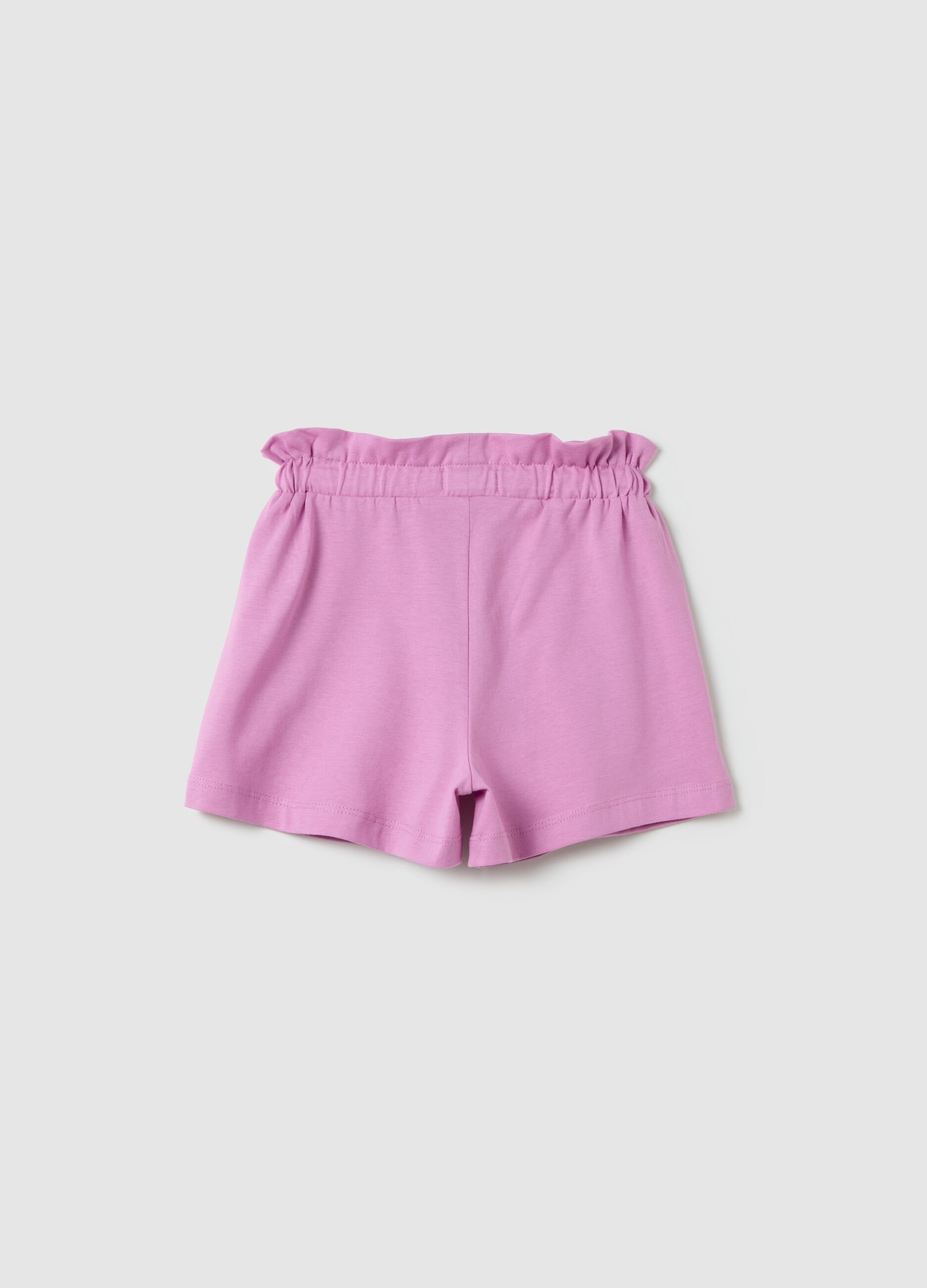 Shorts da bambina in puro cotone rosa regular fit