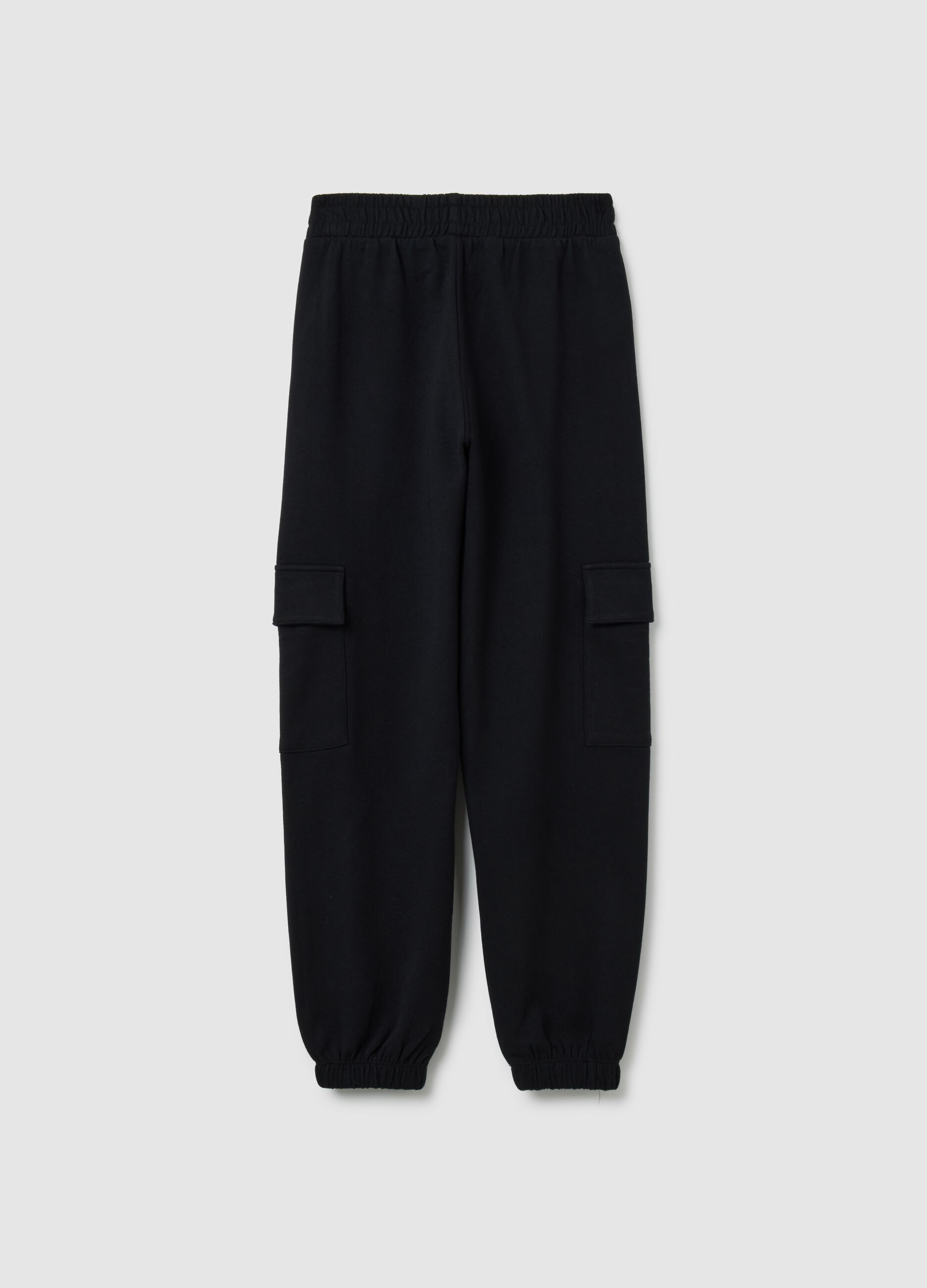 Girls' black pure cotton jogger trousers - regular fit