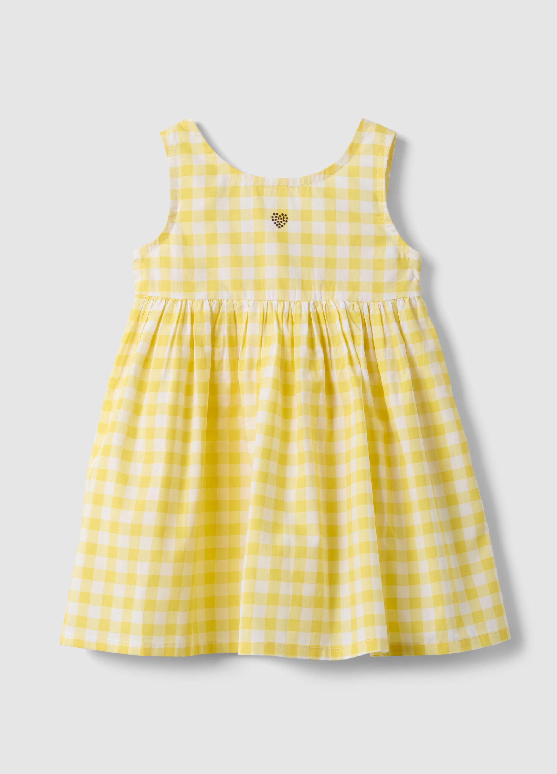 Multicoloured check pure cotton dress for girls with regular fit