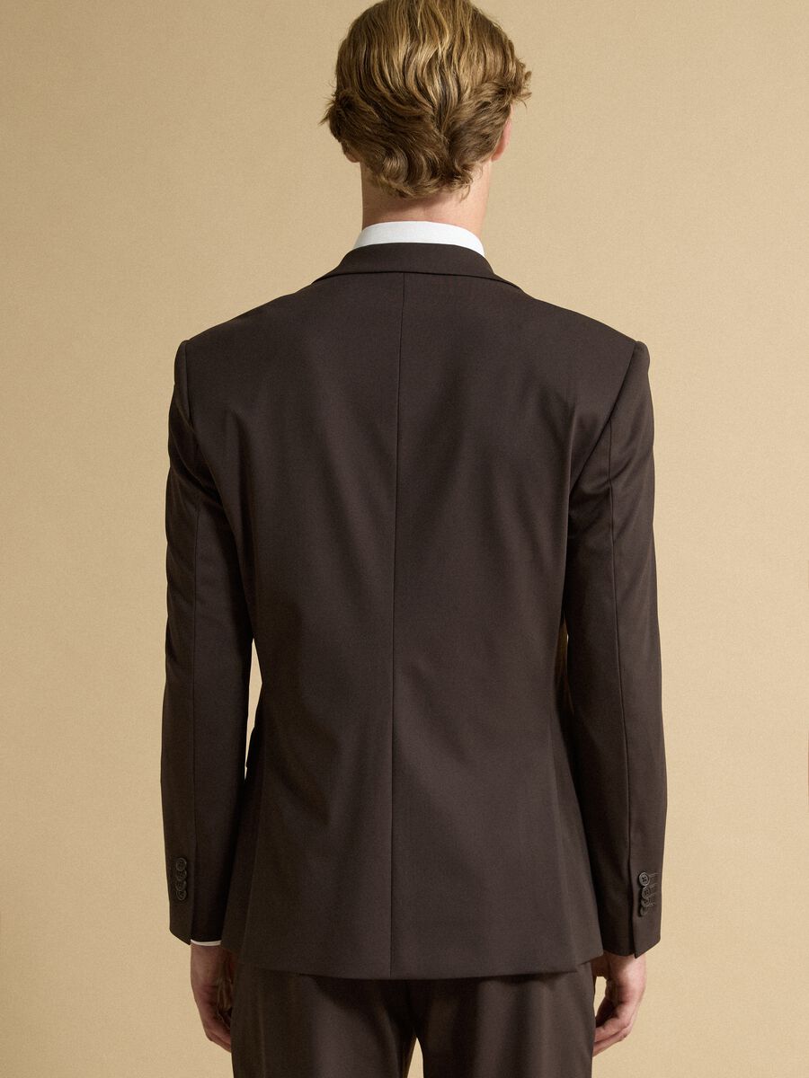 Blazer marrone in tessuto elasticizzato 4 Way Stretch slim fit Easy iron_3