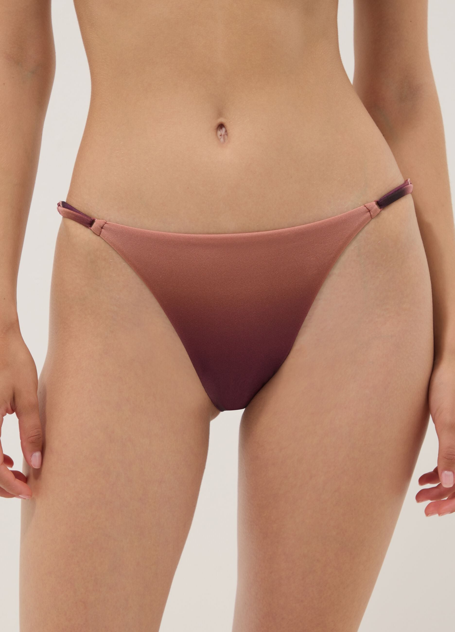 Brown stretch bikini bottoms with ombr&eacute; effect