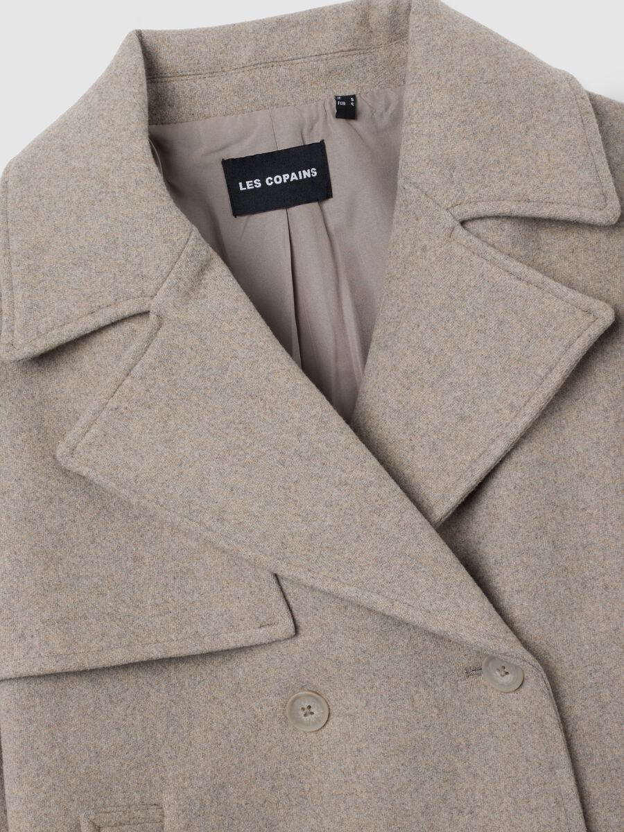 Beige wool-blend regular fit coat with hood_5