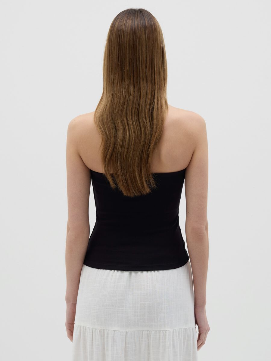 Women’s black fitted vest top in stretch cotton_3