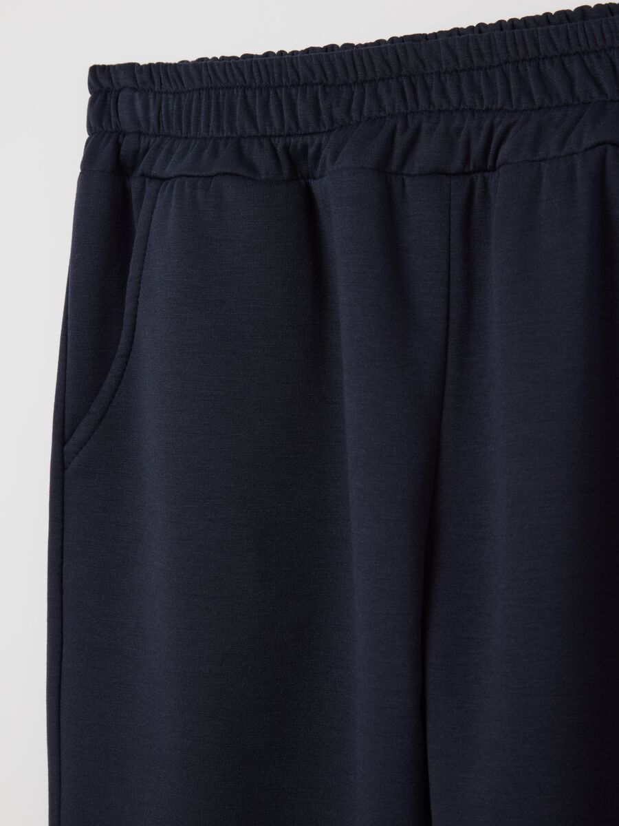 Blue cropped-fit trousers in stretch viscose blend_5