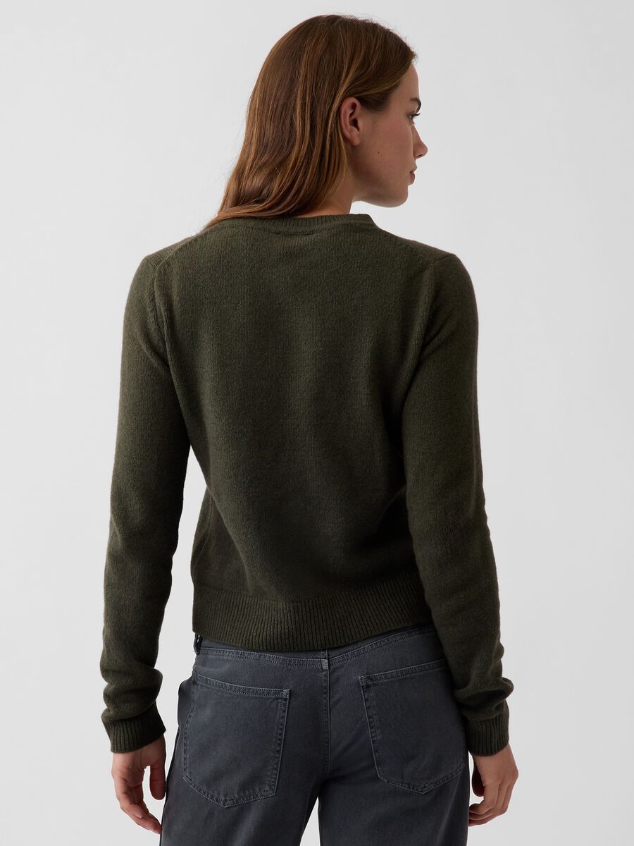 Dark green cotton-blend crew-neck jumper_2