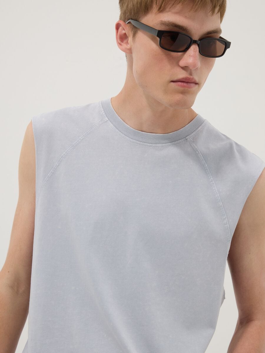 Tank top grigia in puro cotone regular fit_2