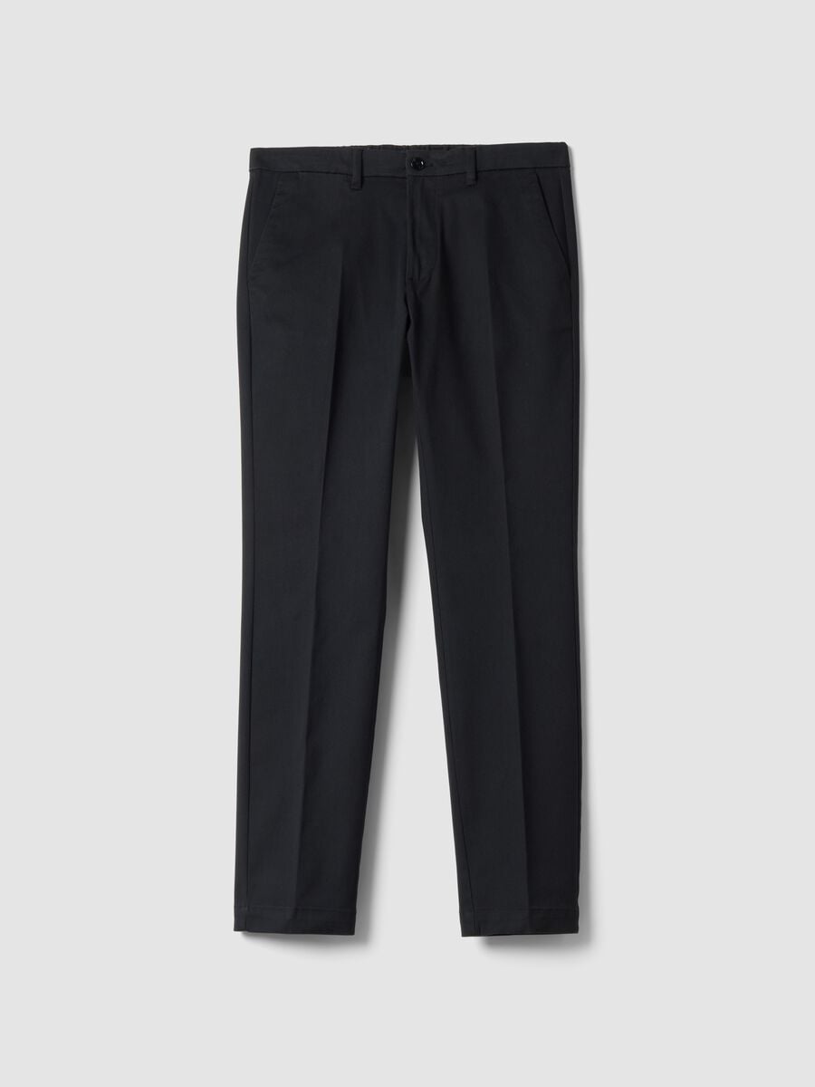 Pantaloni grigi chino in twill di tessuto elasticizzato slim fit_0