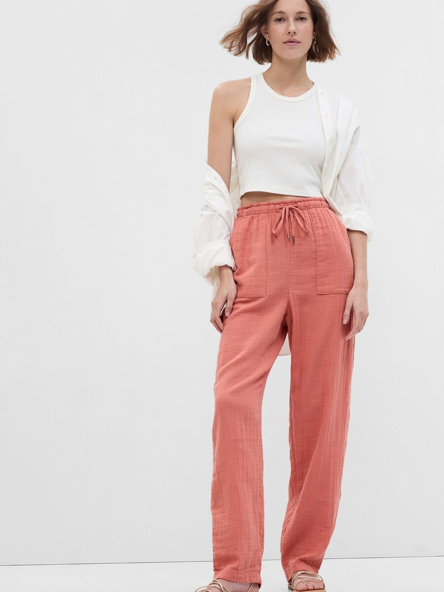 Straight-fit trousers in cotton gauze_2