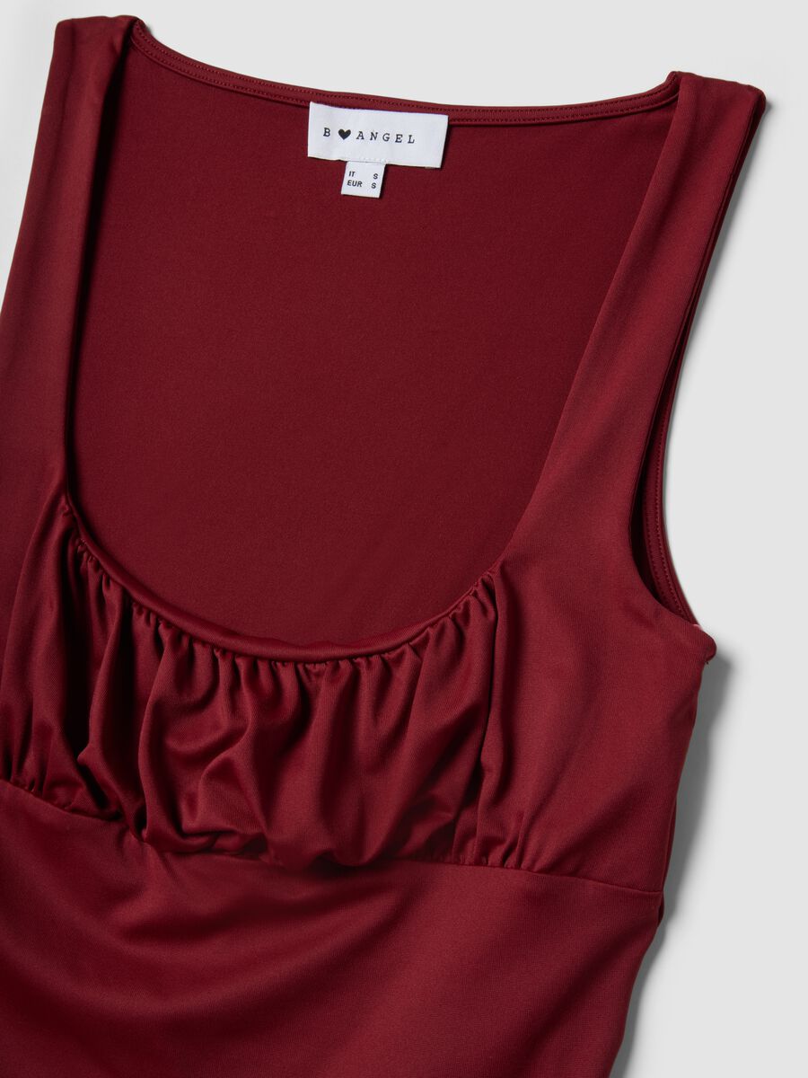 Tank top in tessuto elasticizzato rosso regular fit con pieghe_5