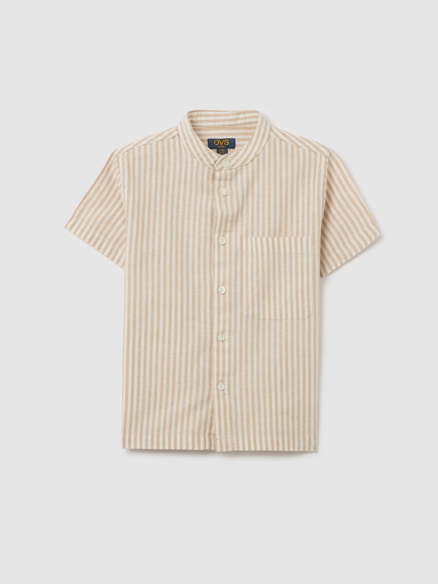 Multicoloured regular fit cotton blend child's shirt with chest pocket_0