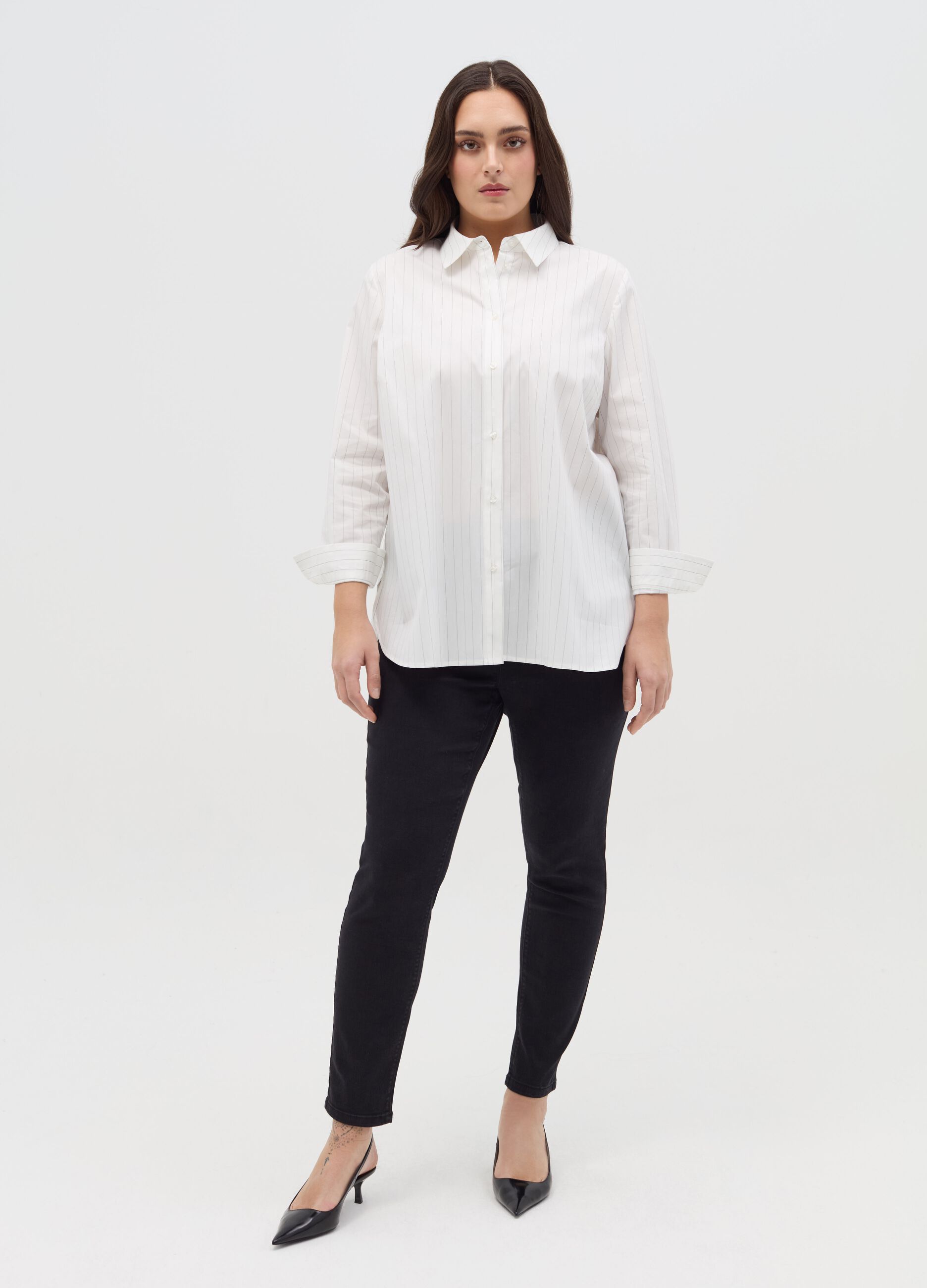 Curvy pinstripe shirt