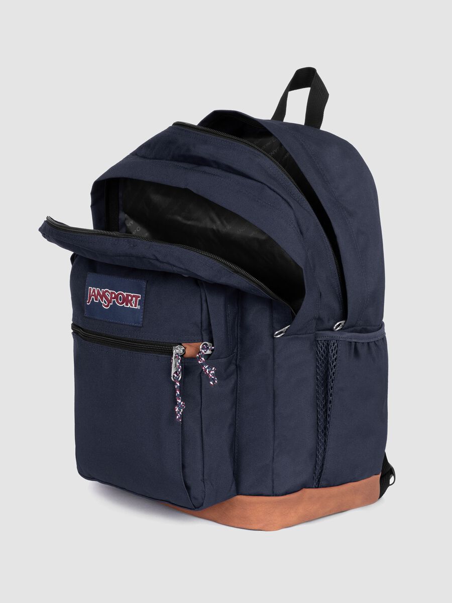 Zaino blu con fondo marrone e tasche esterne_2