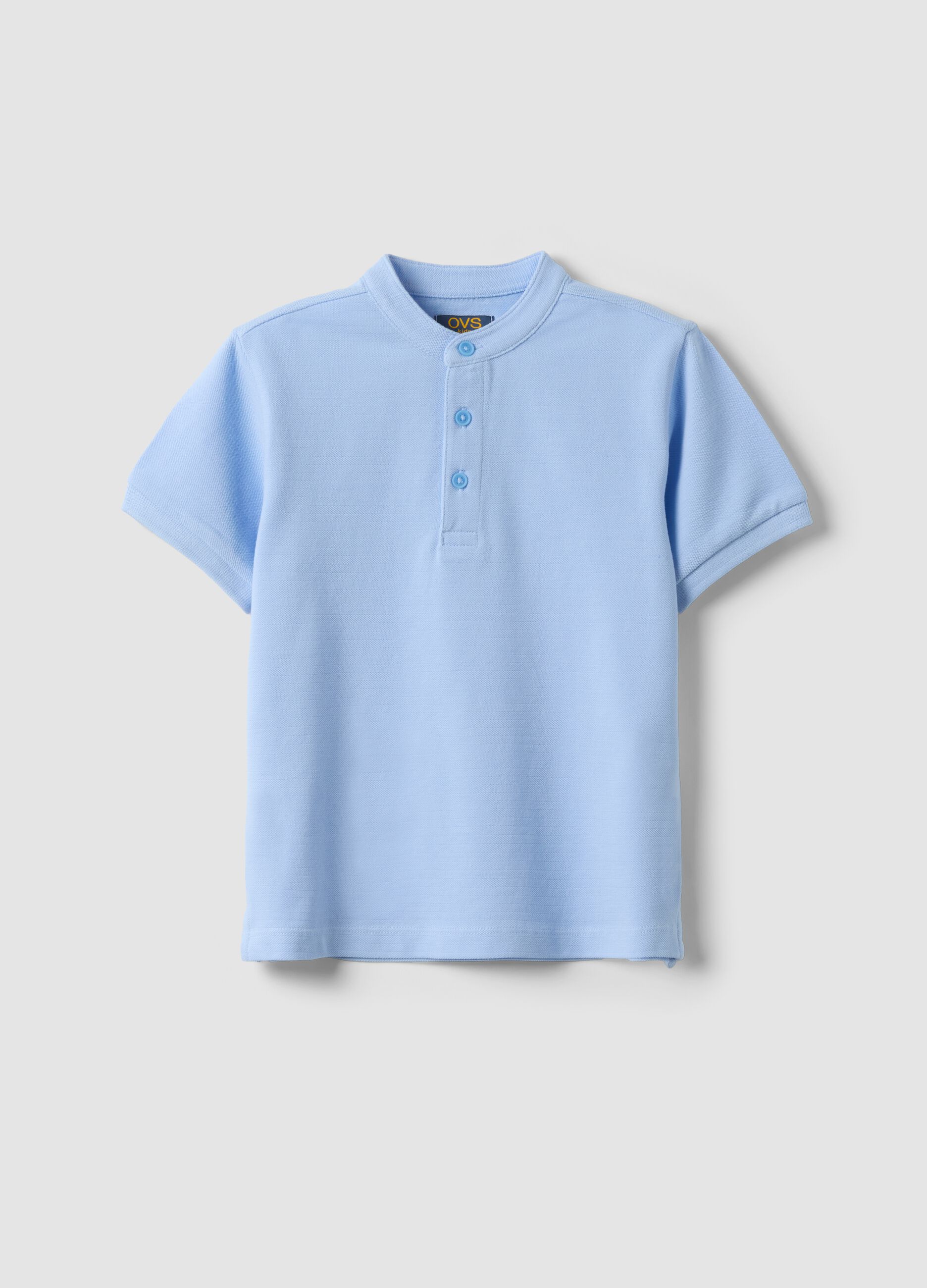 Regular fit blue cotton polo shirt for children