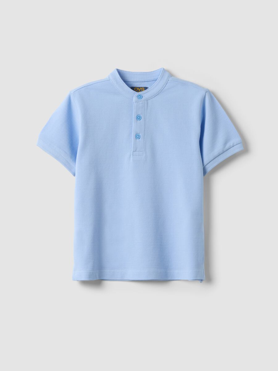 Polo in puro cotone azzurra da bambino regular fit_0