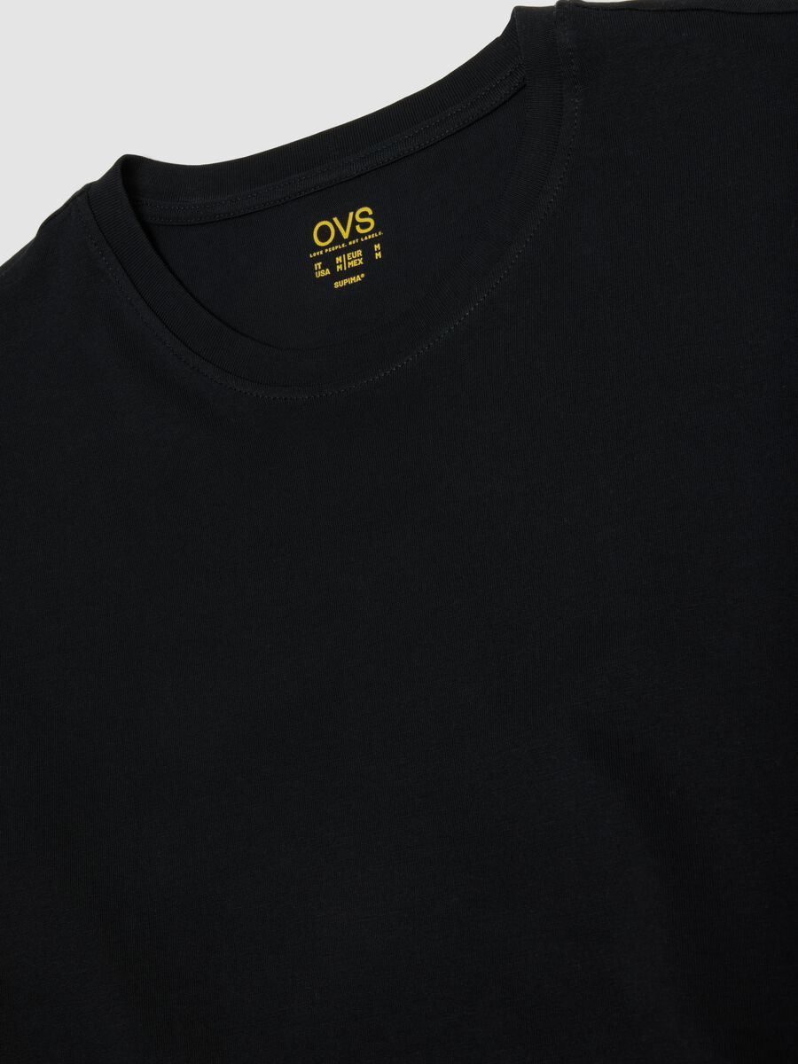 T-shirt girocollo nera in puro cotone Supima regular fit_5