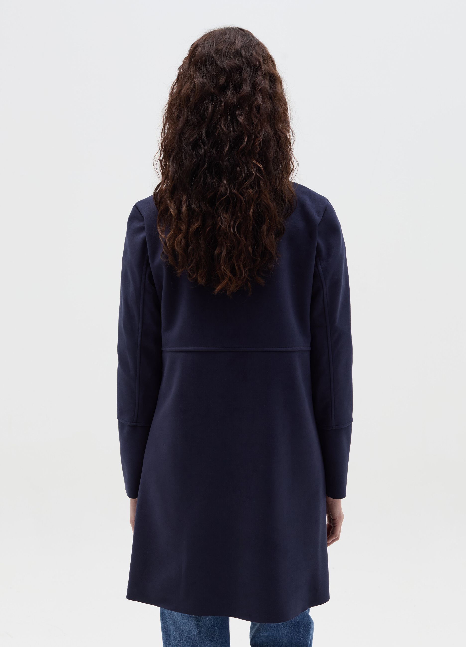 Long suede jacket with buttons