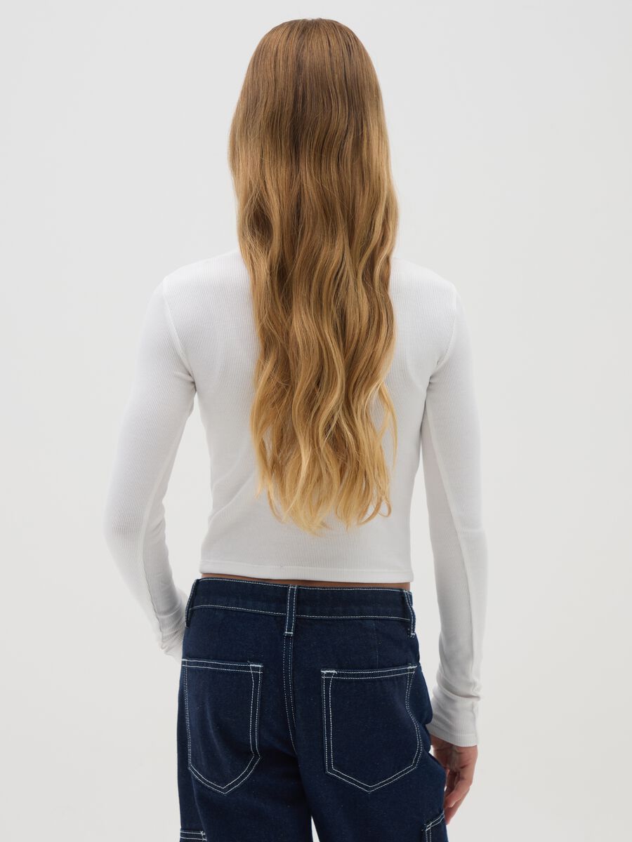T-shirt da ragazza in cotone elasticizzato bianca_1
