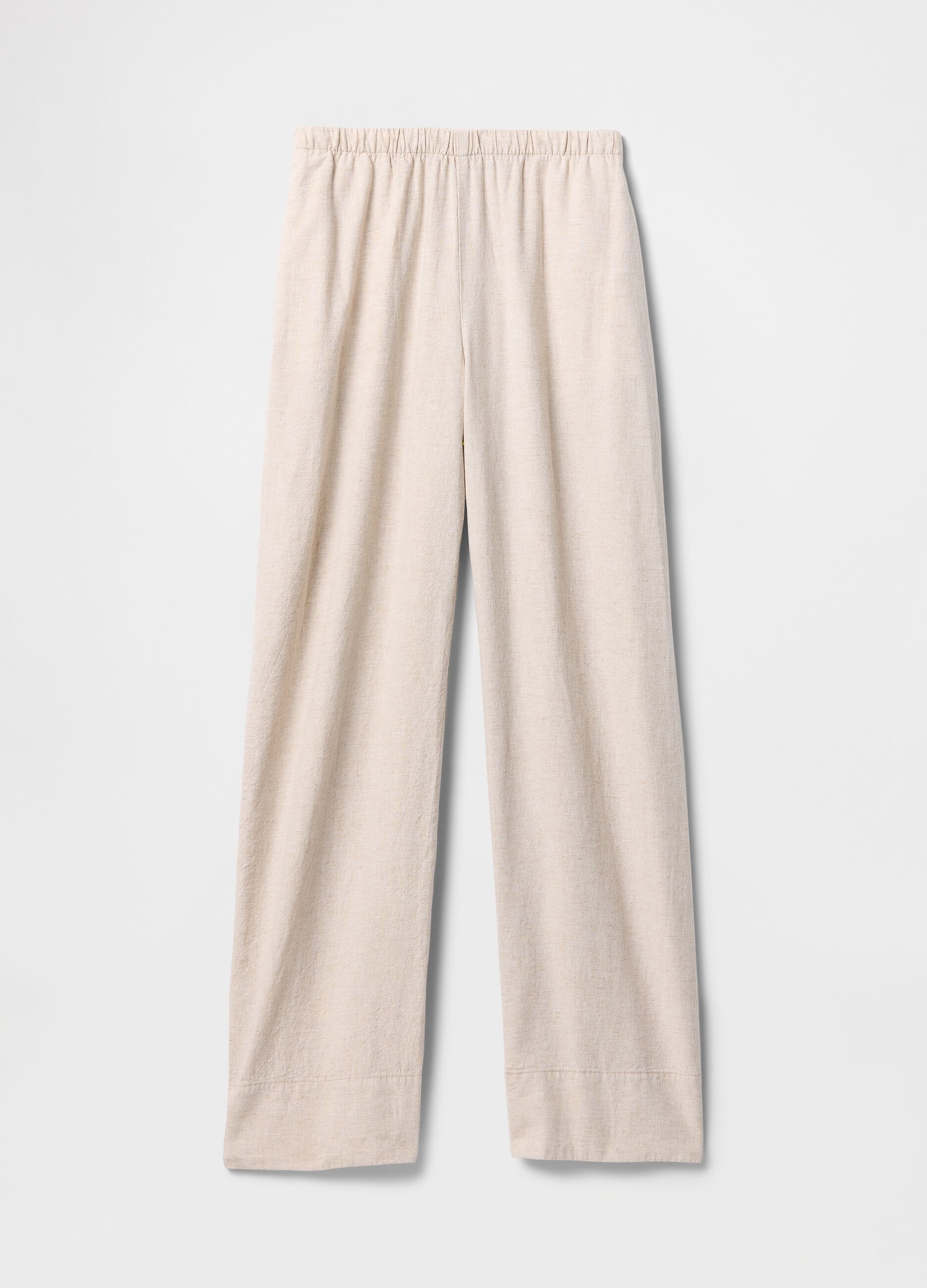 Beige wide-leg trousers in linen and viscose