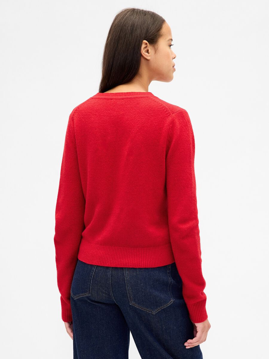 Red Cotton and Acrylic Blend Pullover_1