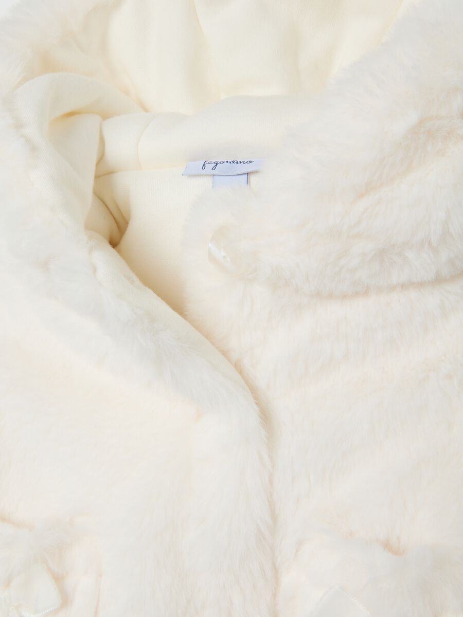 Giacca bianca con cappuccio da neonata regular fit_3