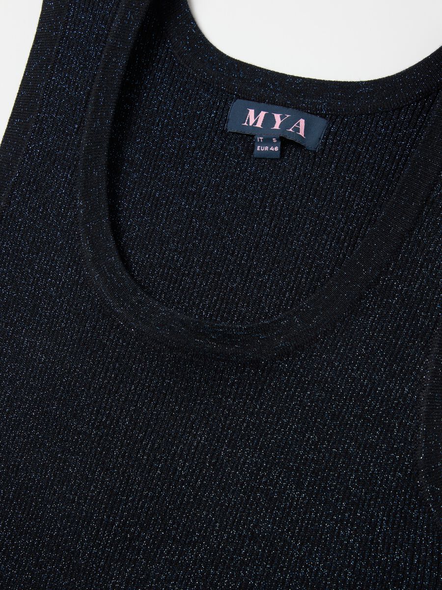 Curvy black vest top in lurex_1