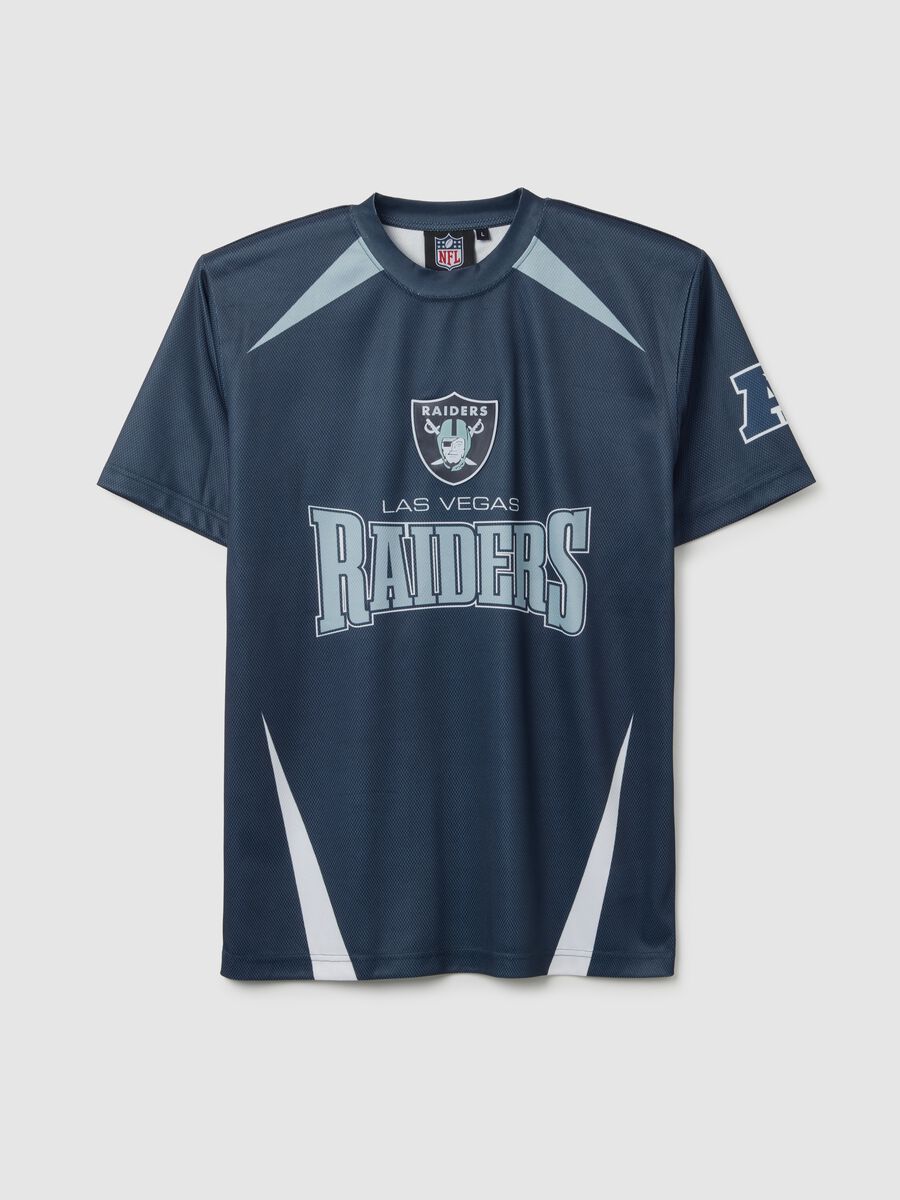 Blue T-shirt with Las Vegas Raiders graphics_4
