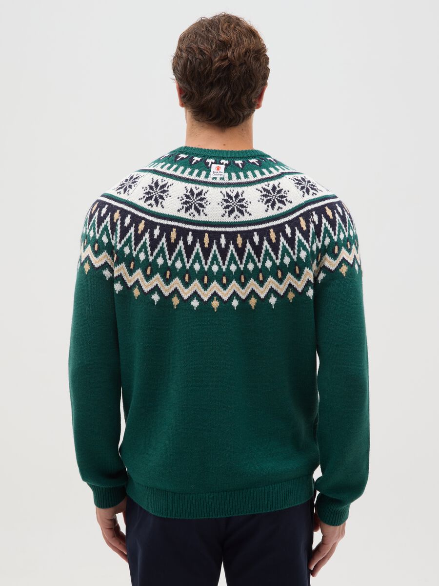 Save the Children Christmas Jumper with Green Jacquard Motif_2