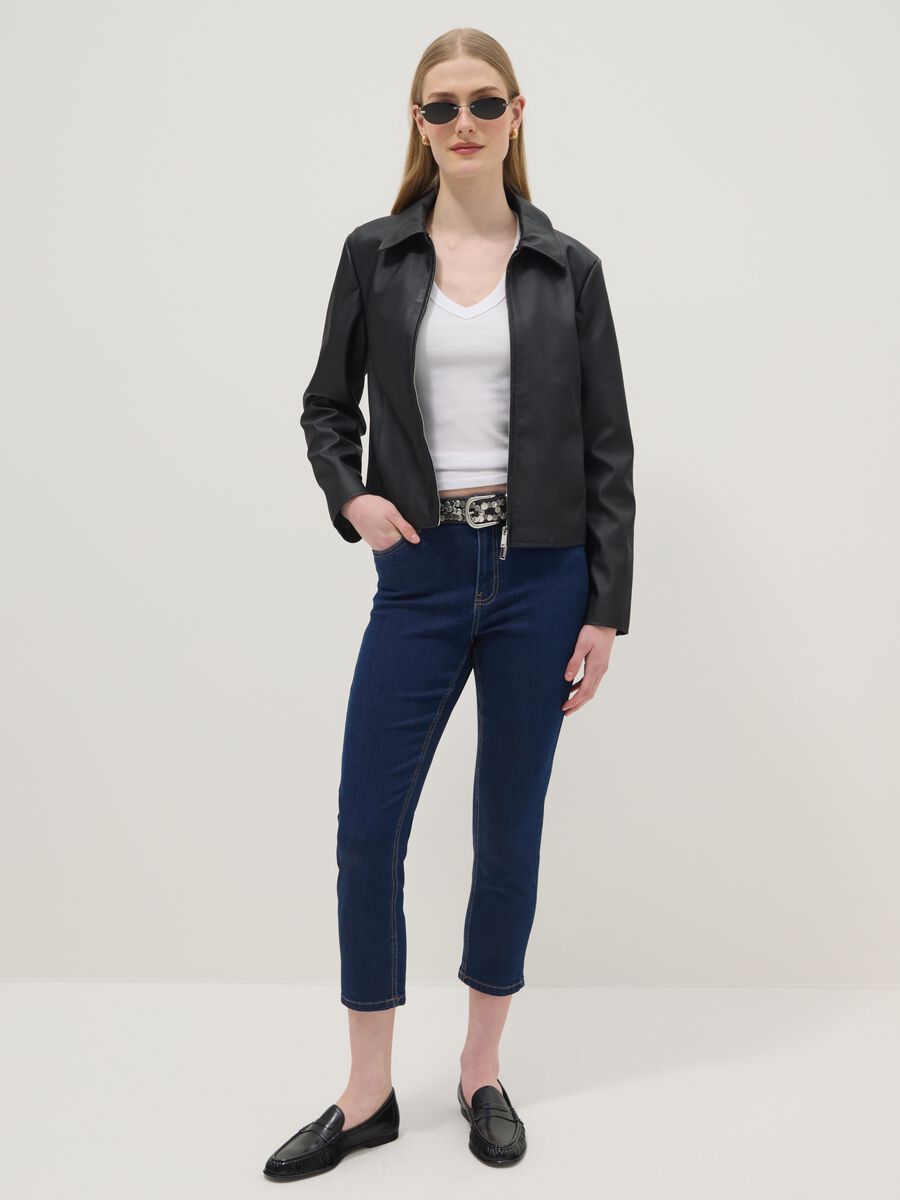 Jeans blu skinny in cotone e viscosa elasticizzato_0