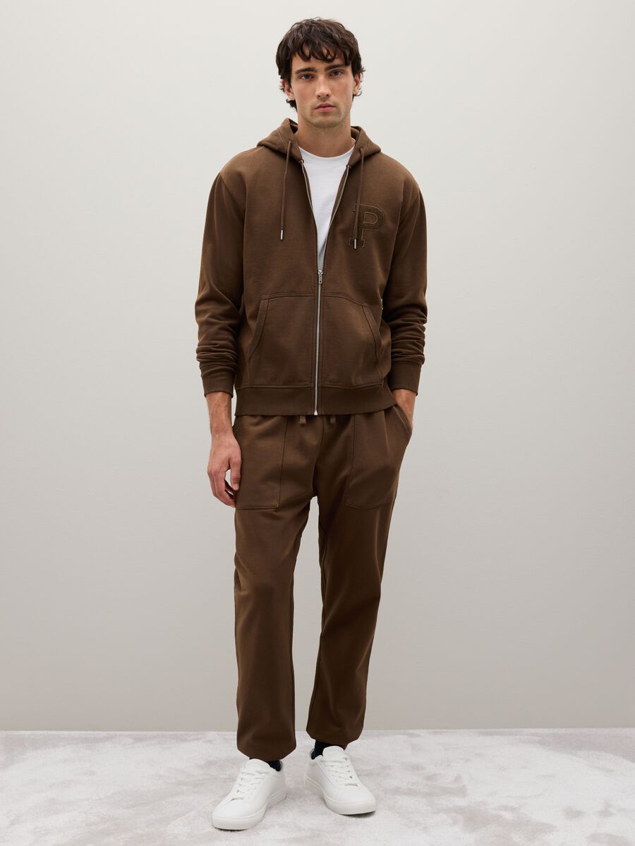 Felpa marrone con cappuccio e zip _2