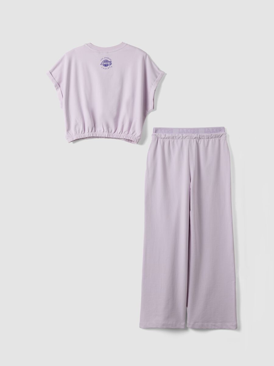 Jogging set viola in cotone elasticizzato con stampa Lakers da ragazza regular fit_4