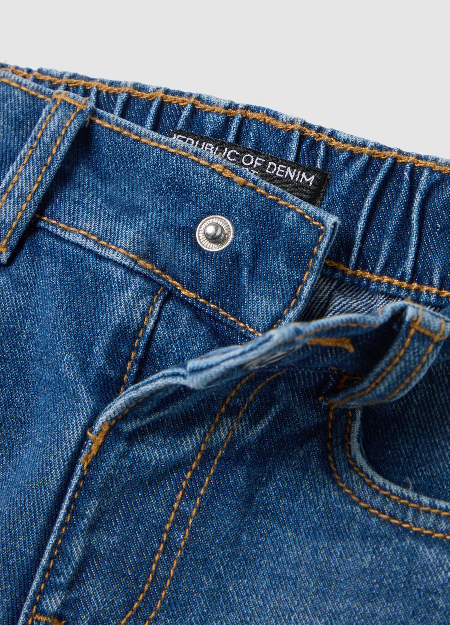 Girls' pure cotton denim shorts with regular fit
