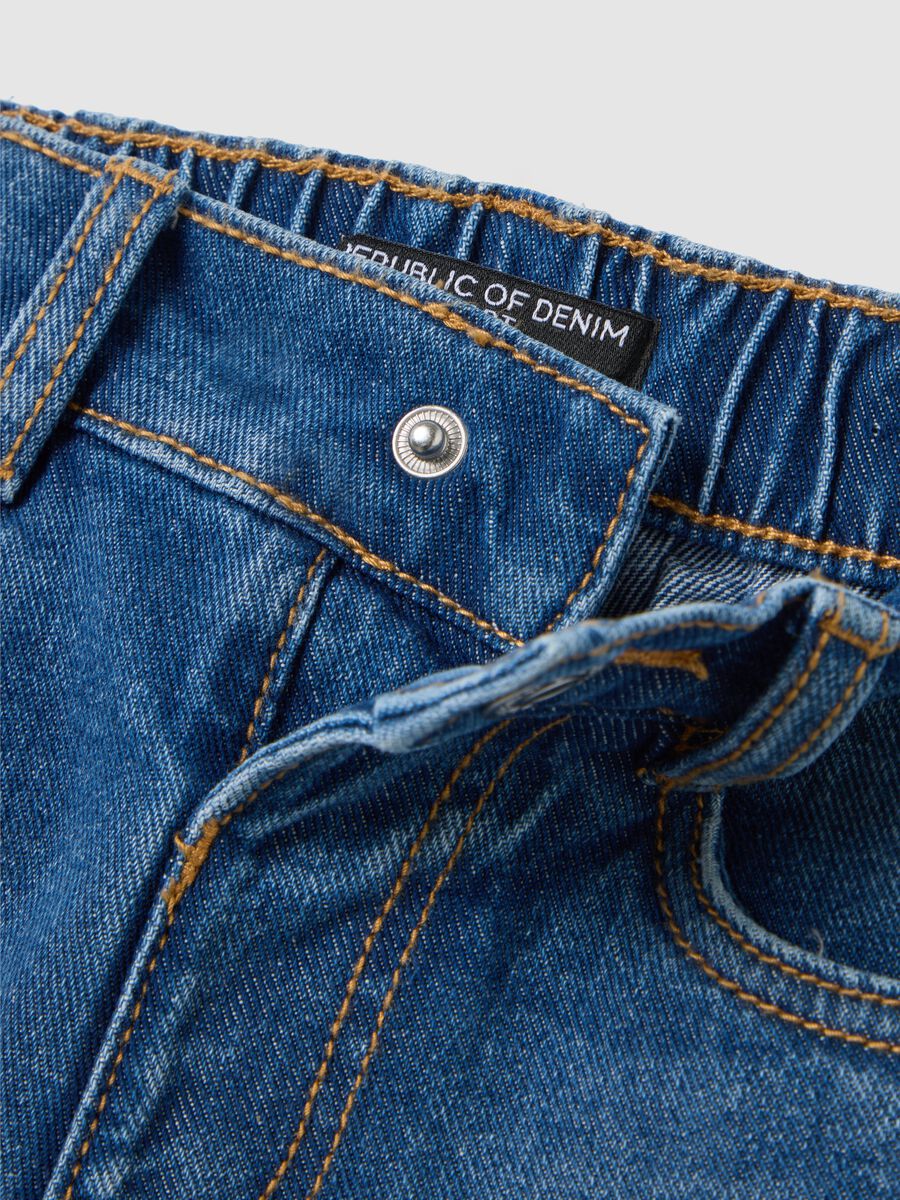 Girls' pure cotton denim shorts with regular fit_3