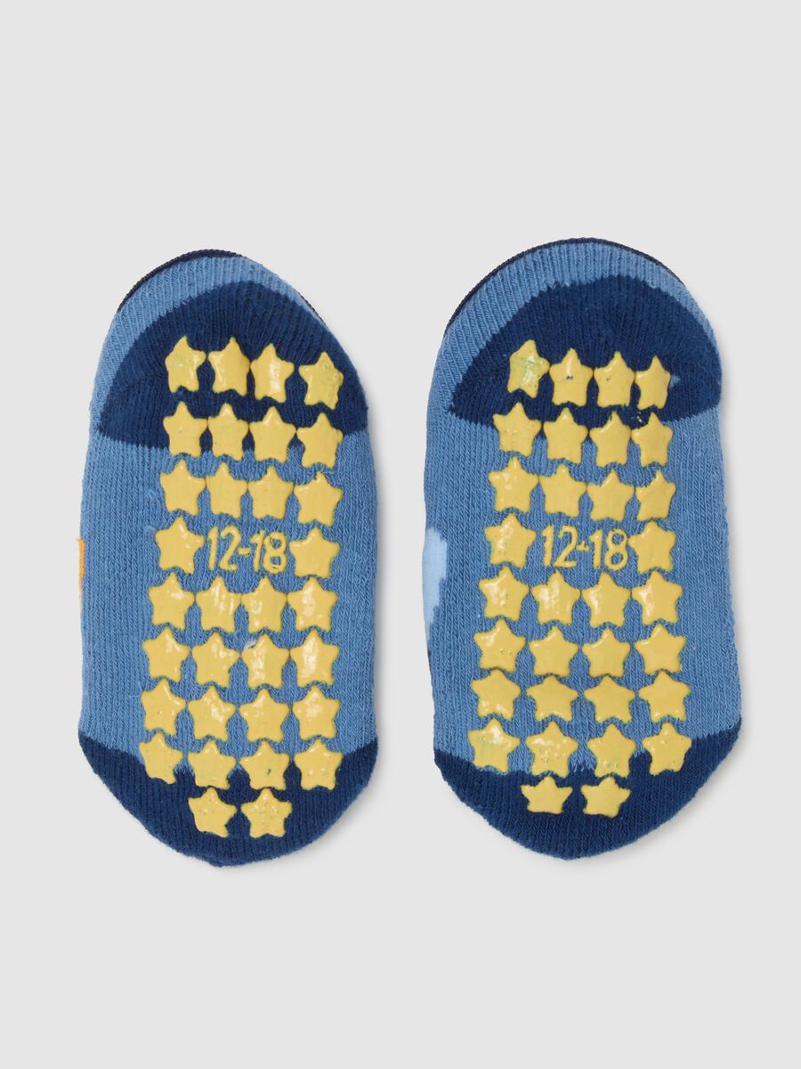 Calzini antiscivolo da neonato in cotone blu elasticizzato_1