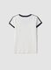 White pure-cotton V-neck T-shirt with front print_6