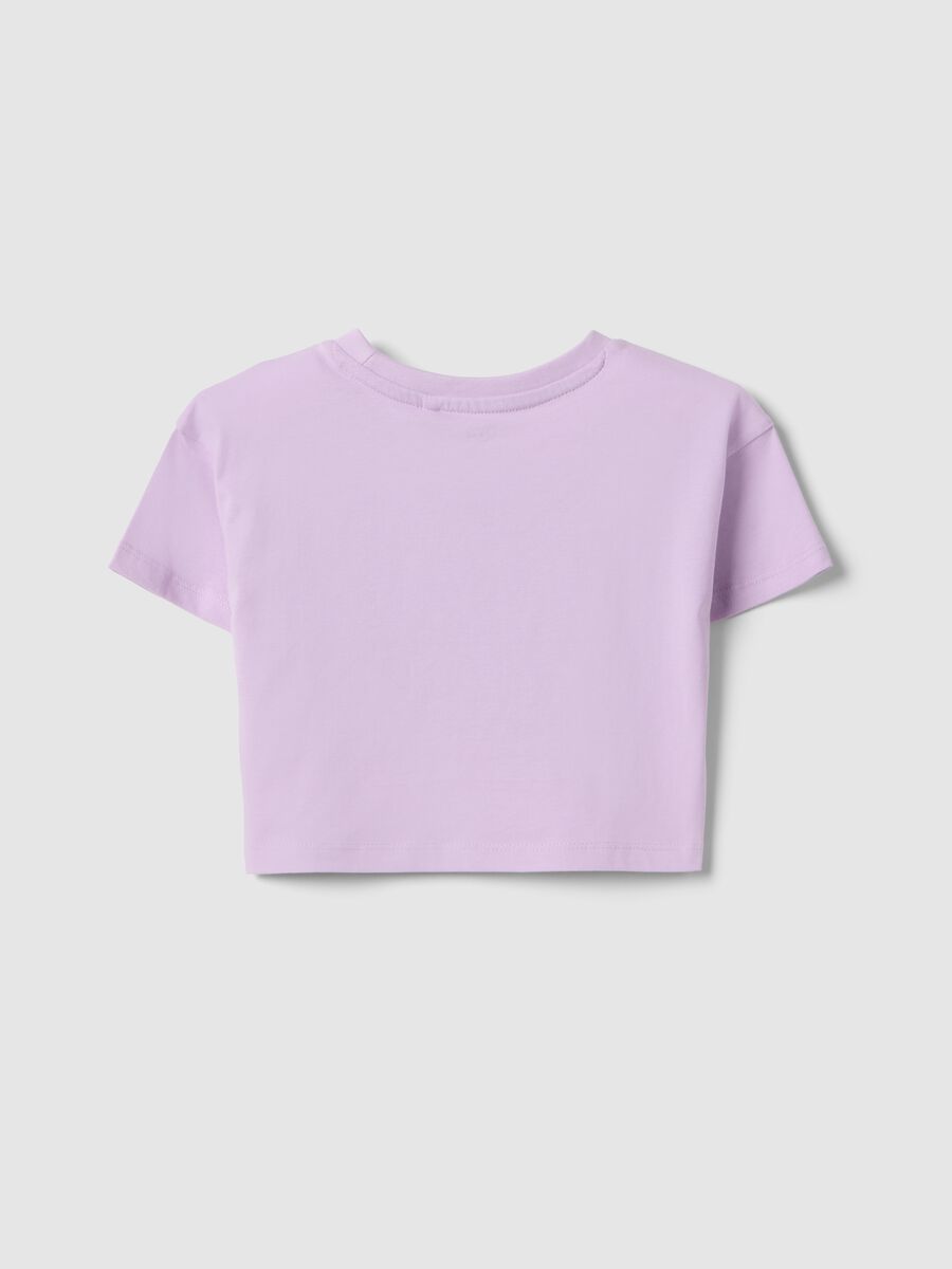 Girls' violet pure cotton boxy fit T-shirt with print_1