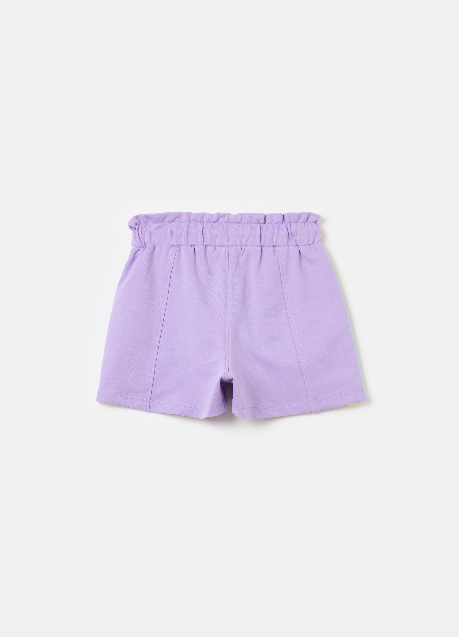 Shorts with striped bands and drawstring