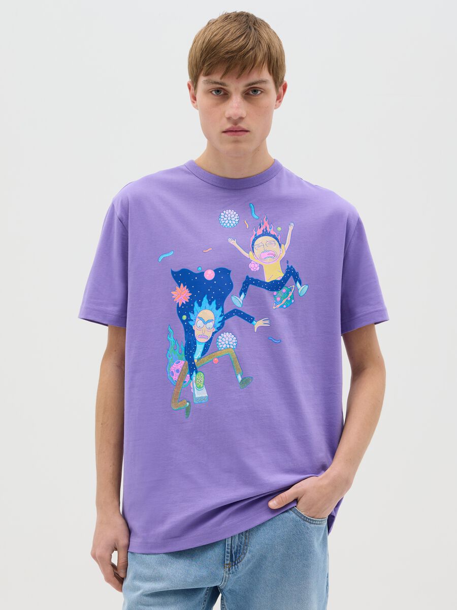Purple T-shirt with Rick and Morty print_0