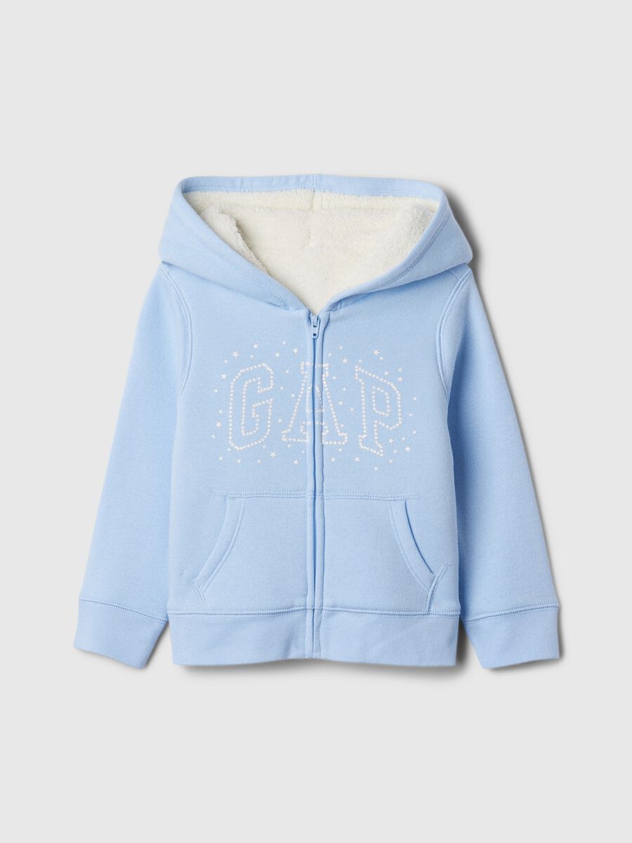 Full-zip sweatshirt and hood with sherpa lining_0