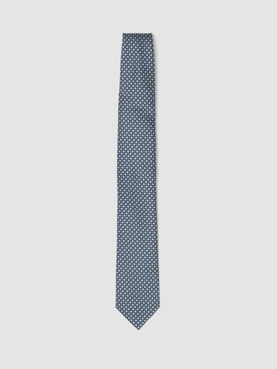 Blue tie with micro-pattern, 7.5 cm blade_0