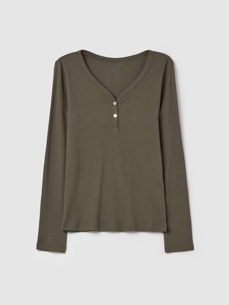 Ribbed t-shirt with granddad collar_4