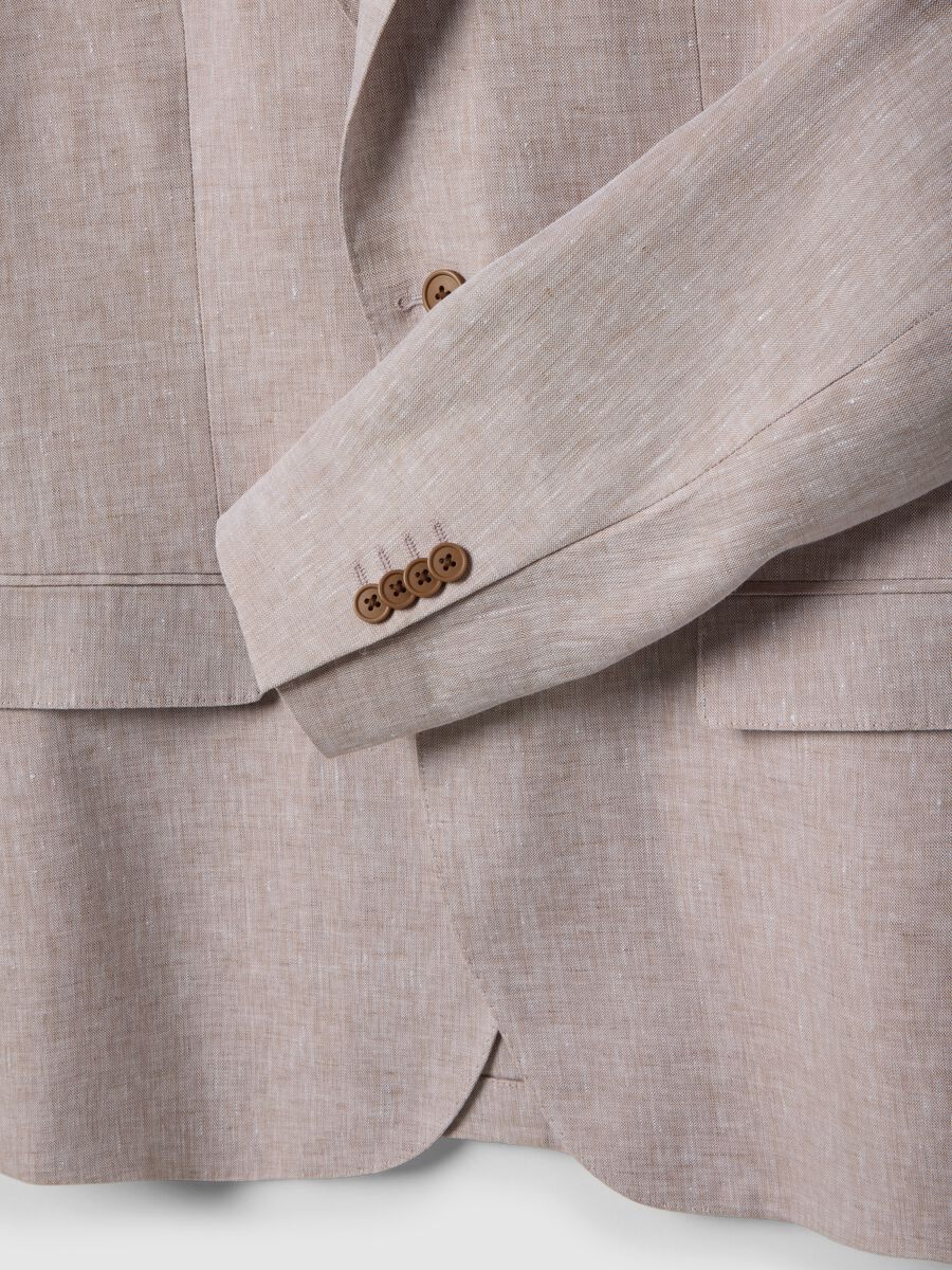 Blazer in puro lino beige slim fit_1