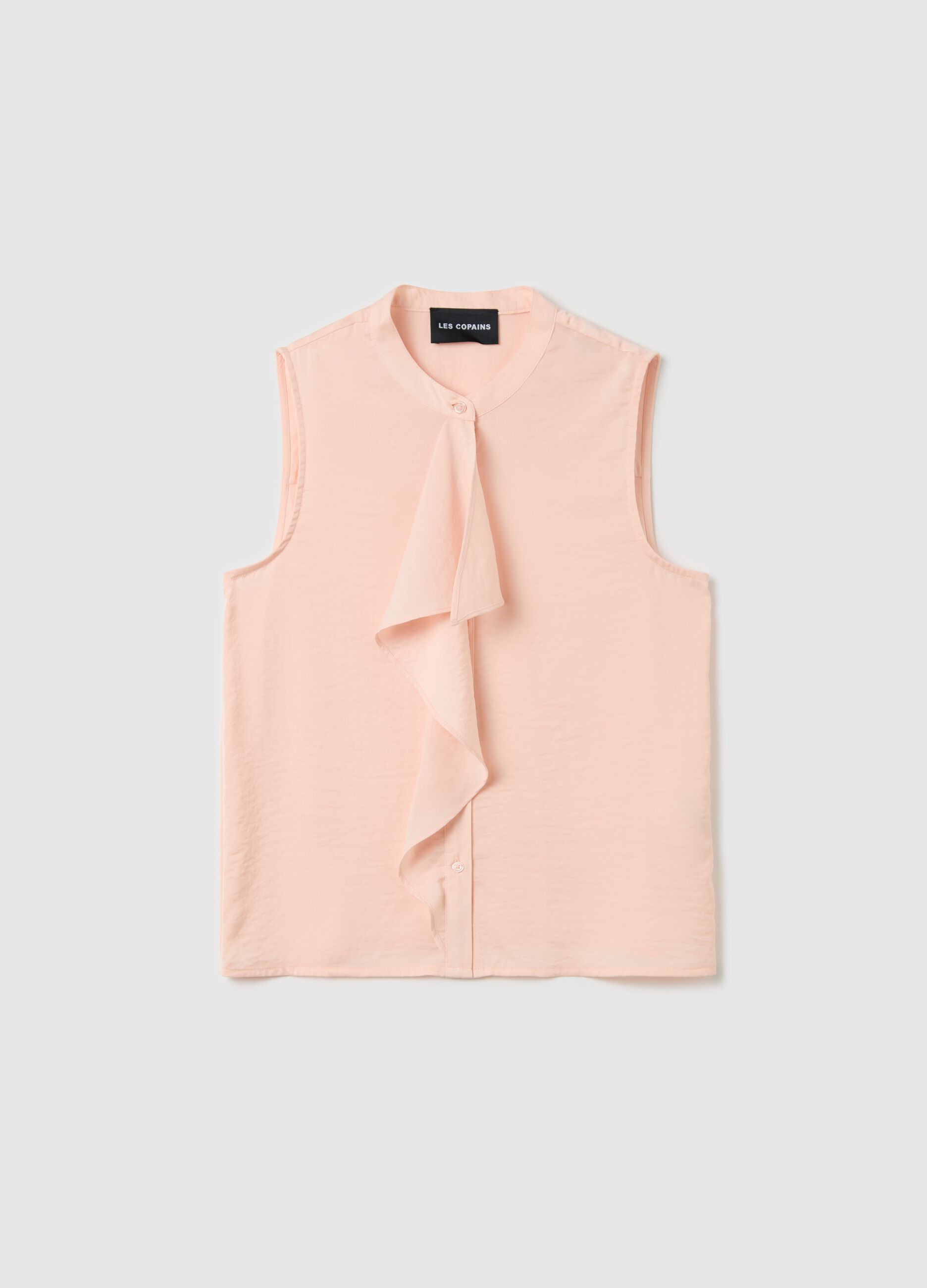 Pink sleeveless blouse with flounce