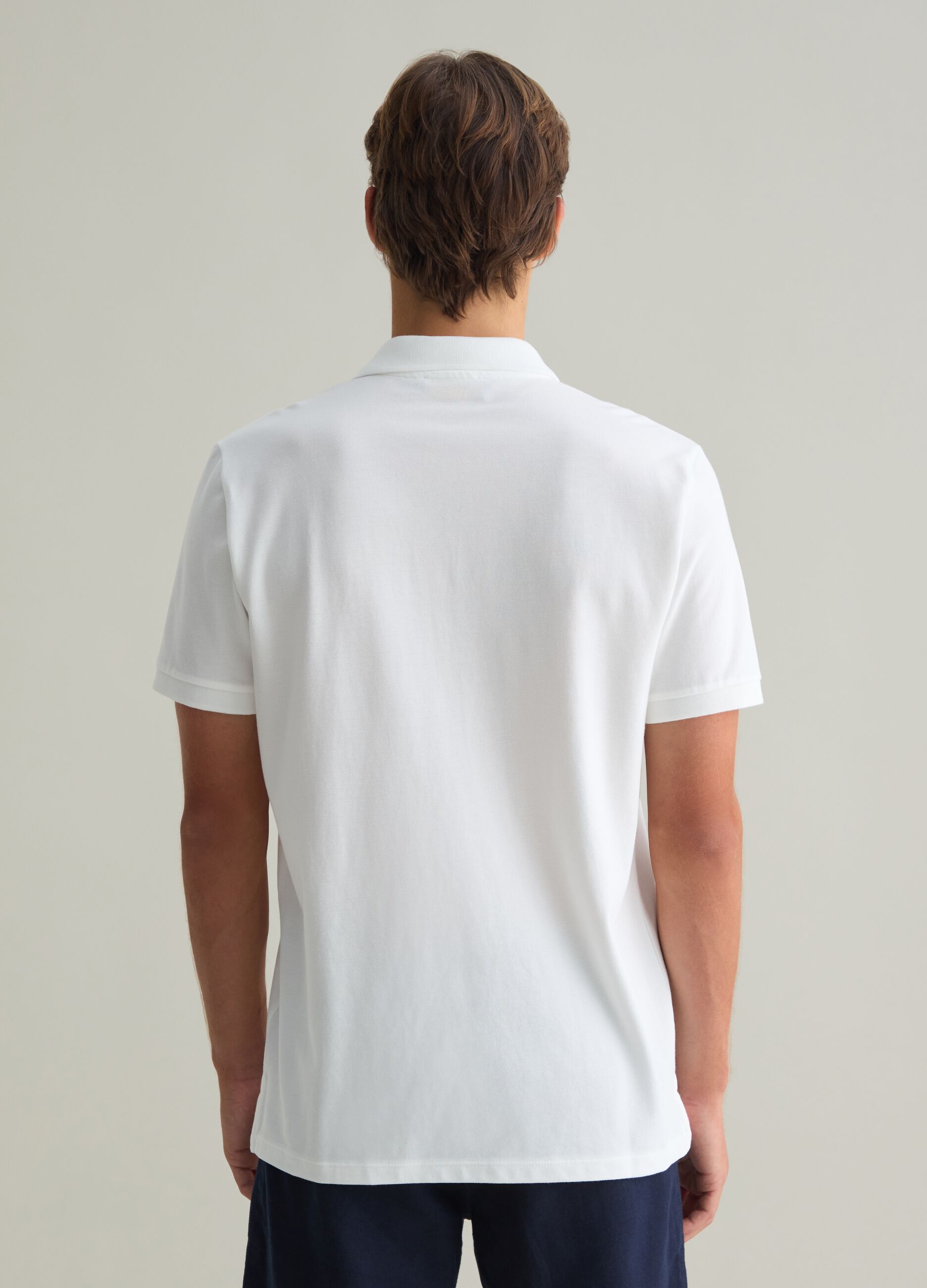 Polo da uomo in puro cotone Supima bianca regular fit