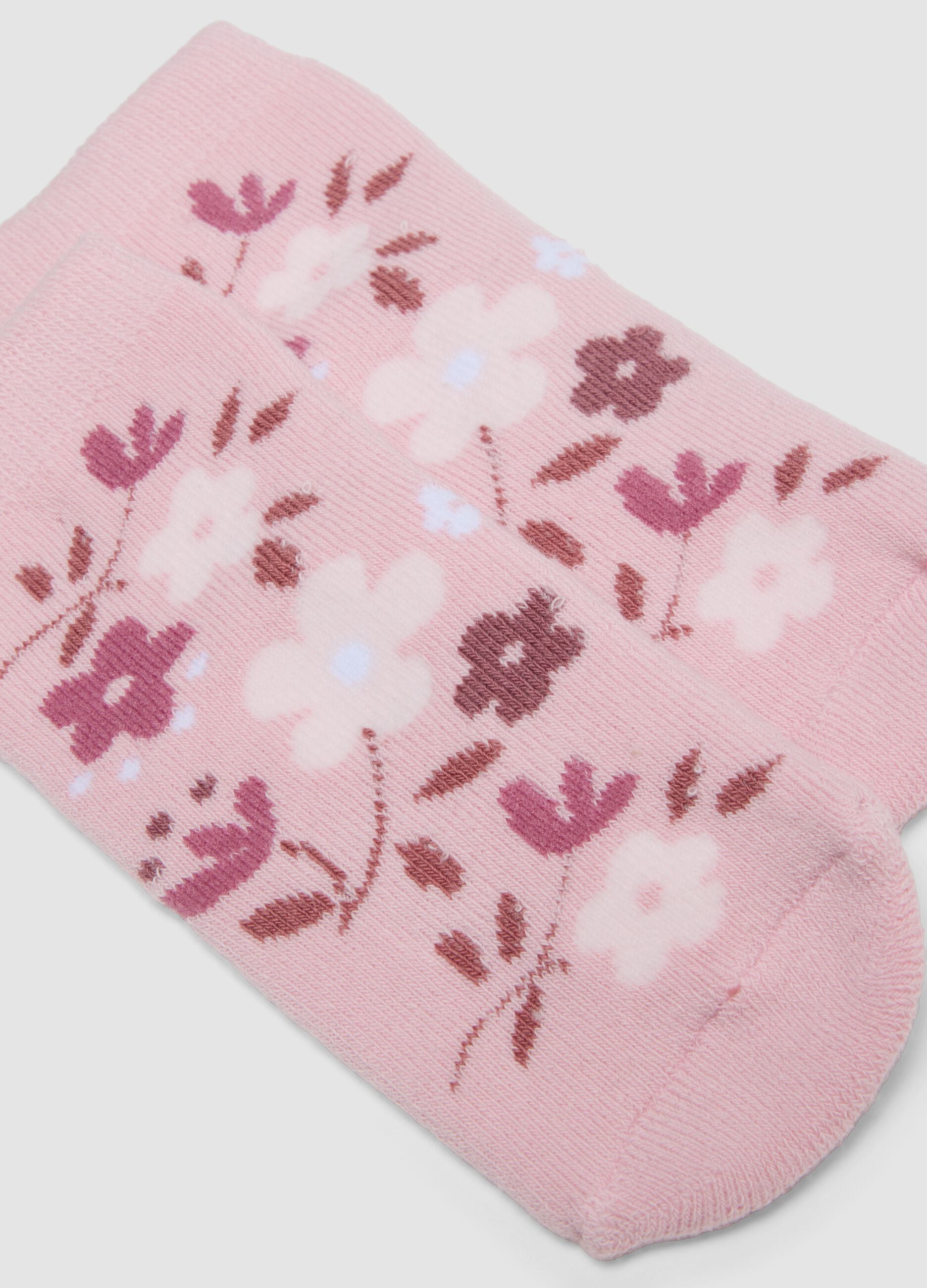 Bipack di calze rosa antiscivolo in cotone organico per bimbe