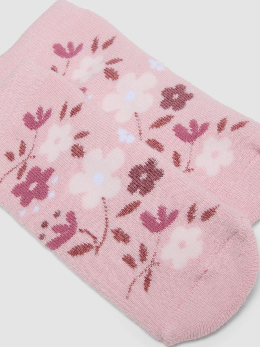 Bipack di calze rosa antiscivolo in cotone organico per bimbe_2