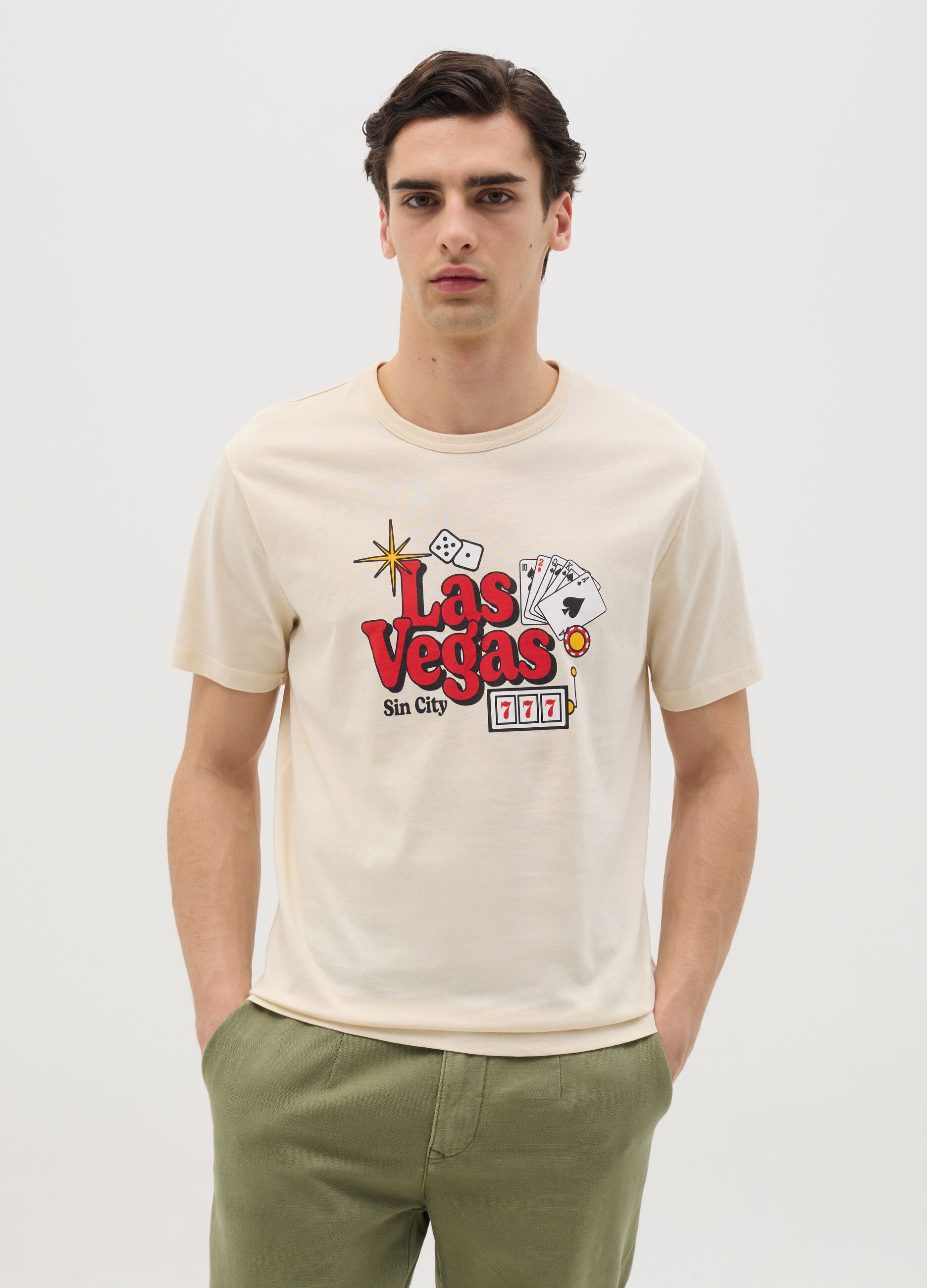Cotton T-shirt with "Las Vegas Sin City" print