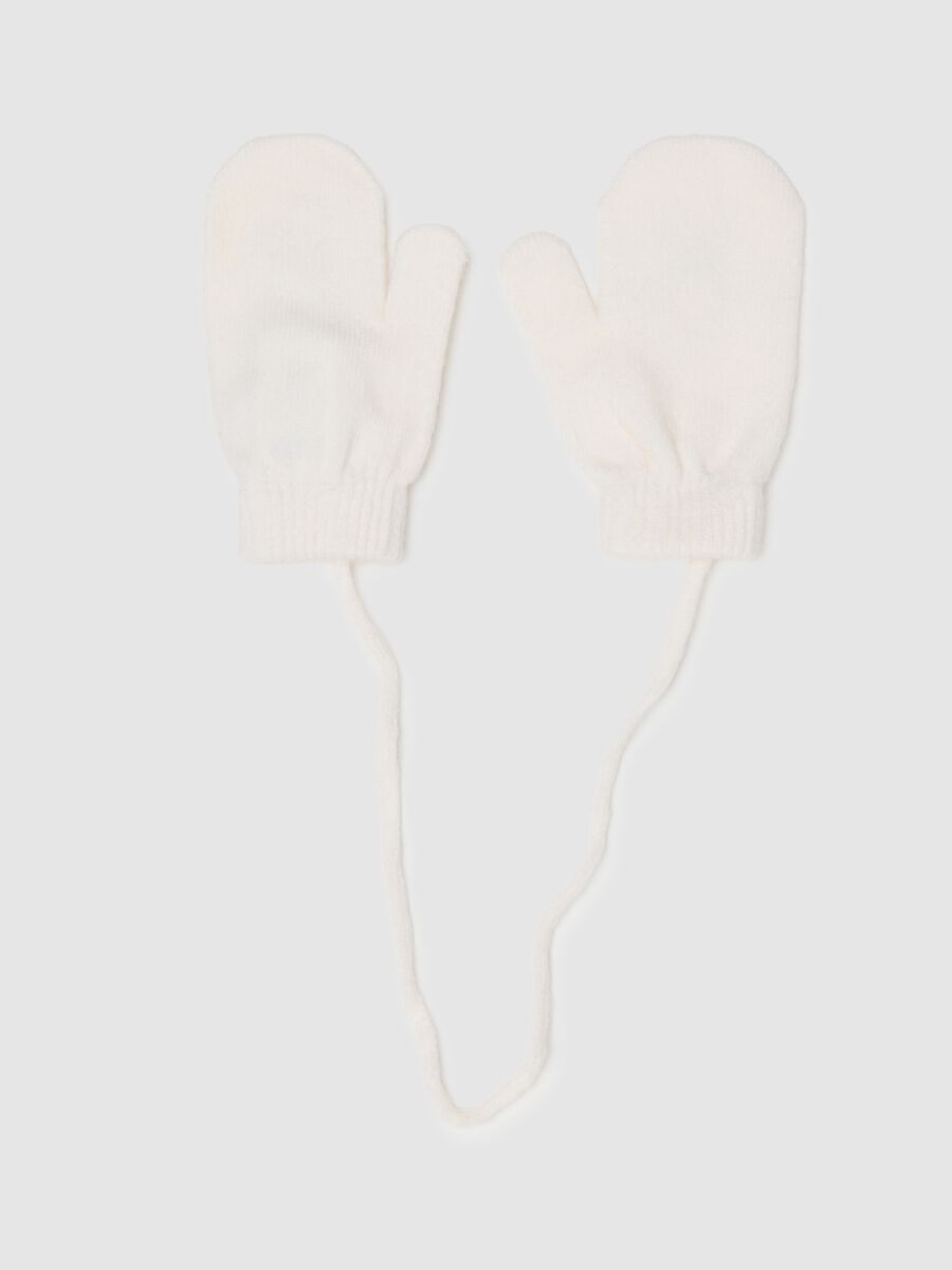 White girls' gloves with Disney print and cord_1