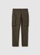 Green slim fit stretch cotton cargo trousers_4