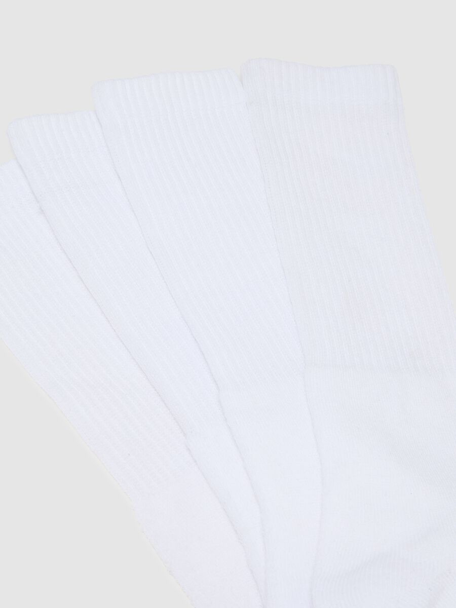 Set of long white cotton blend socks tripack_2